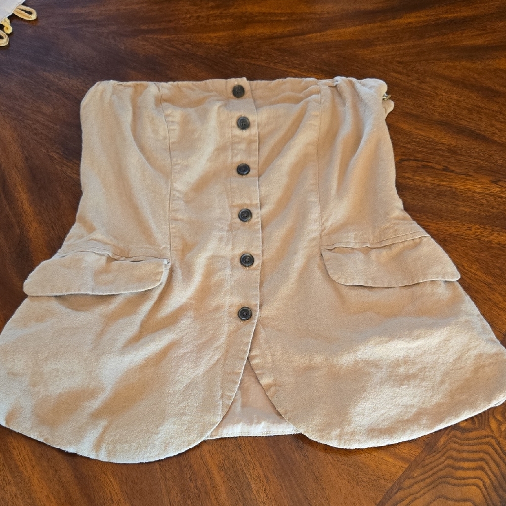 Universal Thread Tan Button Front Tube Top Size M